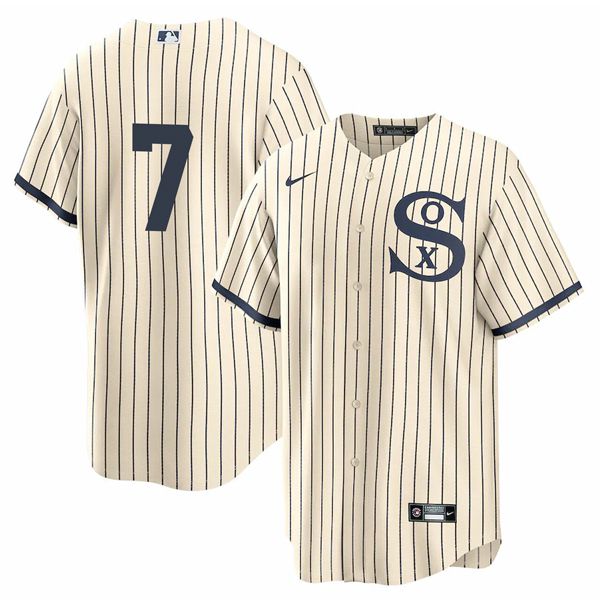 Men Chicago White Sox #7 No Name Cream stripe Dream version Game Nike 2021 MLB Jersey
